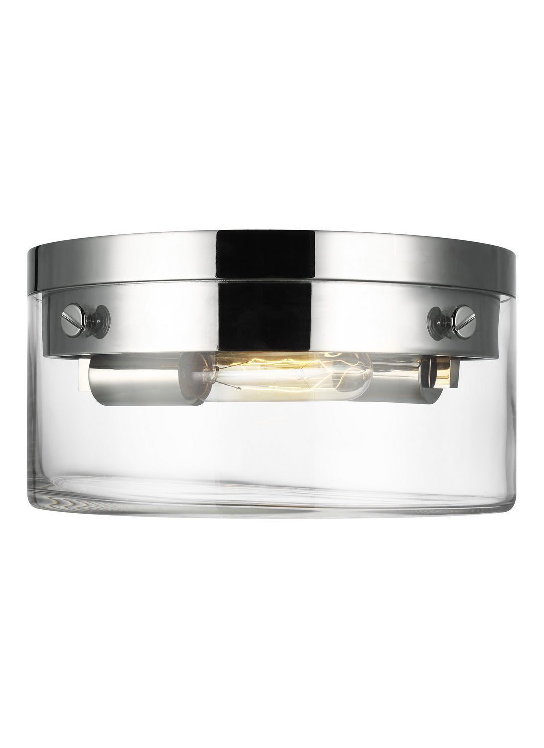 Garrett Two Light Flush Mount in Polished Nickel
