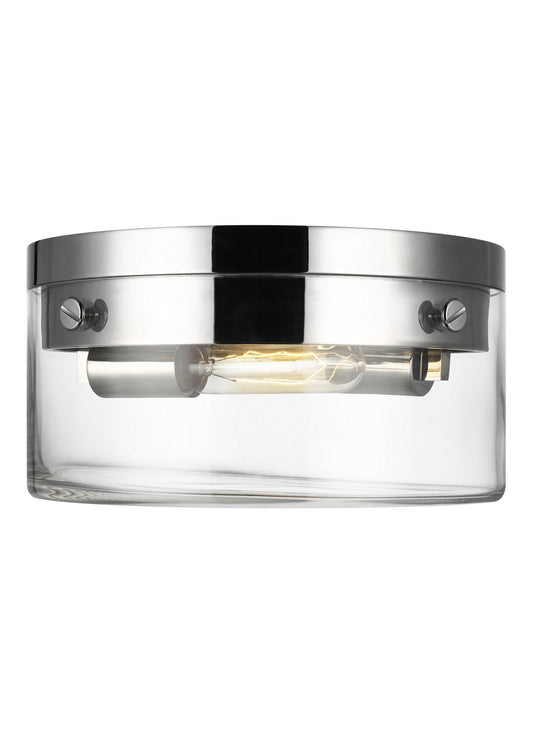 Garrett Two Light Flush Mount in Polished Nickel