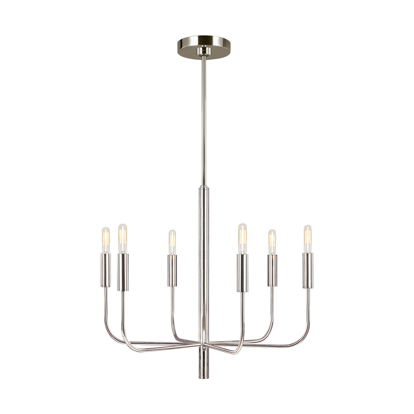 Brianna Six Light Chandelier in Polished Nickel