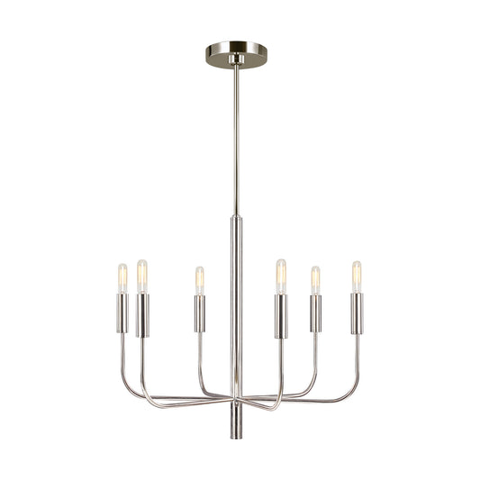 Brianna Six Light Chandelier in Polished Nickel