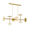Nodes Eight Light Linear Chandelier in Burnished Brass