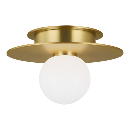 Nodes One Light Flush Mount in Burnished Brass