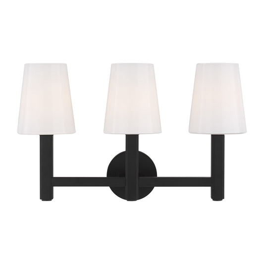 Logan Three Light Vanity in Aged Iron