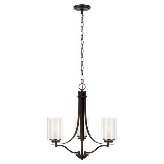 Elmwood Park Three Light Chandelier in Bronze