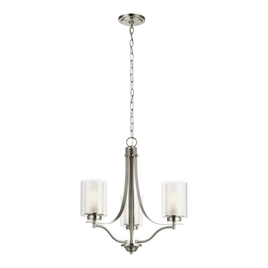 Elmwood Park Three Light Chandelier in Brushed Nickel