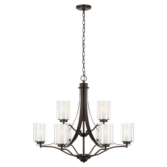 Elmwood Park Nine Light Chandelier in Bronze