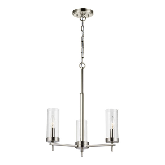 Zire Three Light Chandelier in Brushed Nickel