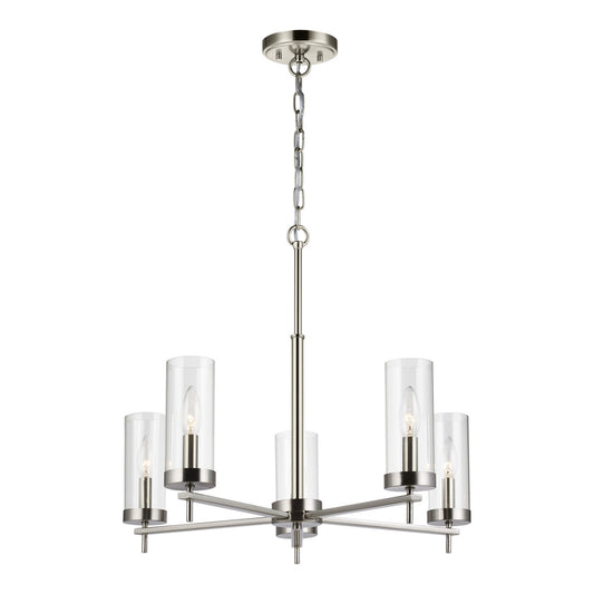 Zire Five Light Chandelier in Brushed Nickel