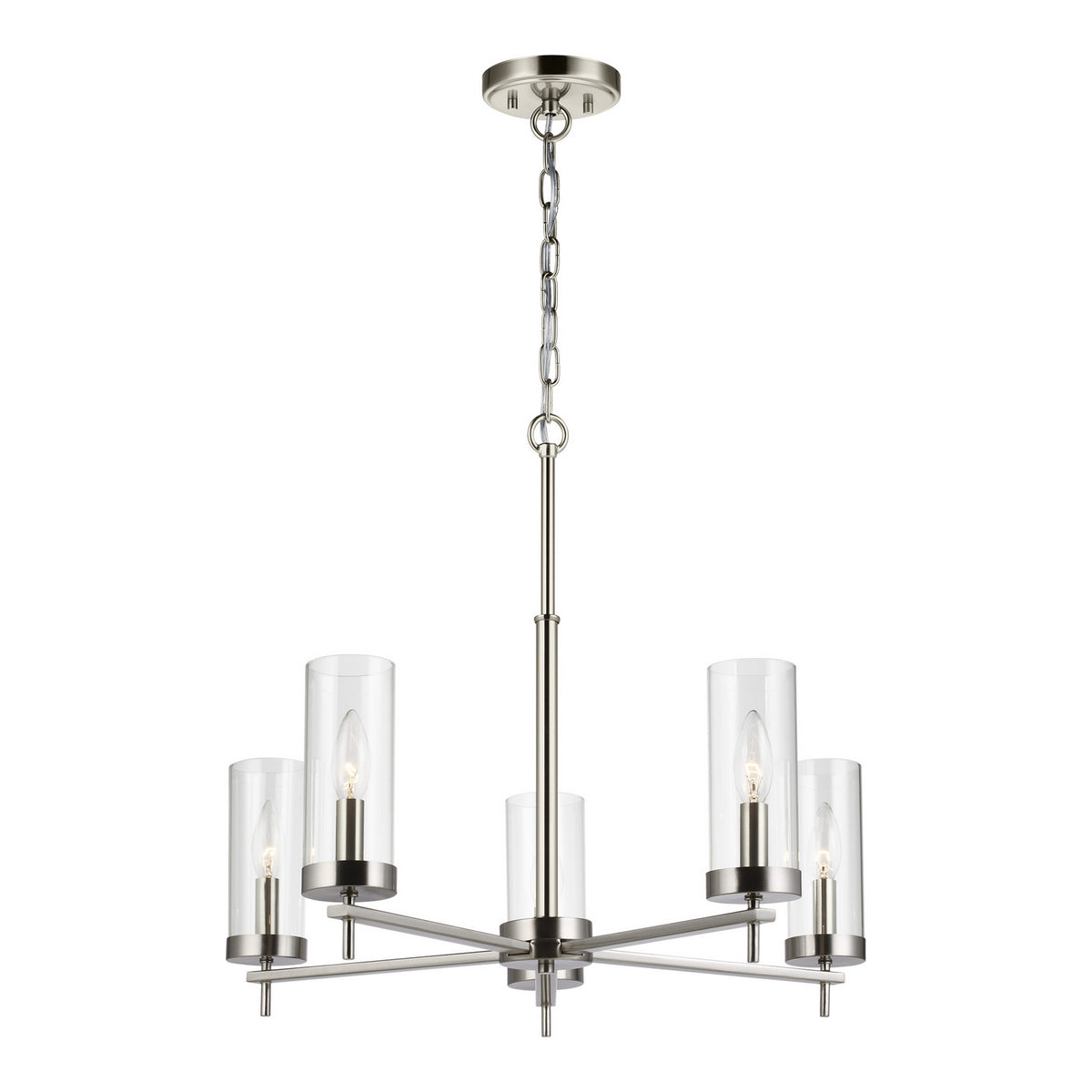 Zire Five Light Chandelier in Brushed Nickel