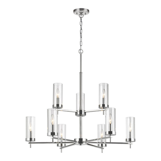 Zire Nine Light Chandelier in Chrome