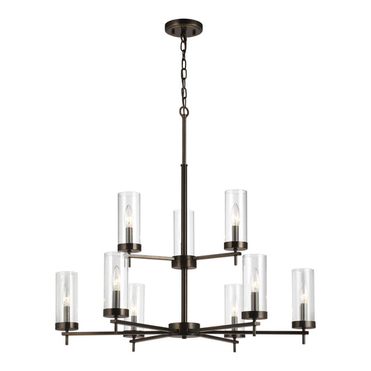 Zire Nine Light Chandelier in Brushed Oil Rubbed Bronze