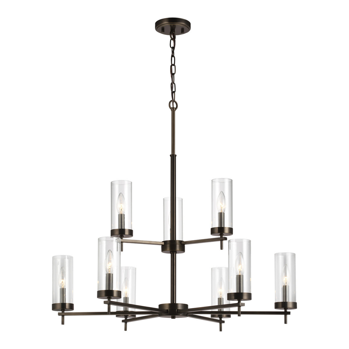 Zire Nine Light Chandelier in Brushed Oil Rubbed Bronze