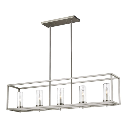 Zire Five Light Island Pendant in Brushed Nickel