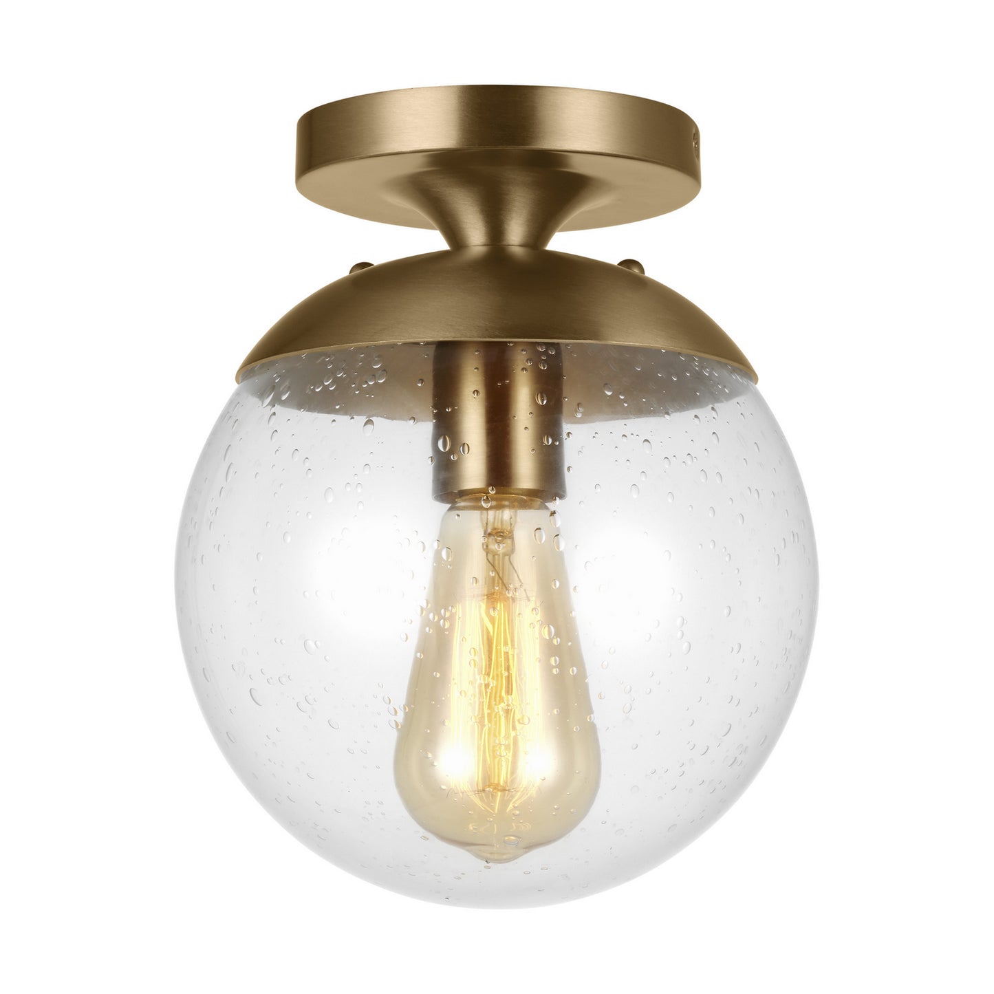 Leo - Hanging Globe One Light Wall / Ceiling Semi-Flush Mount in Satin Brass