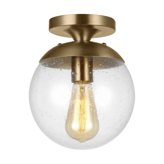 Leo - Hanging Globe One Light Wall / Ceiling Semi-Flush Mount in Satin Brass