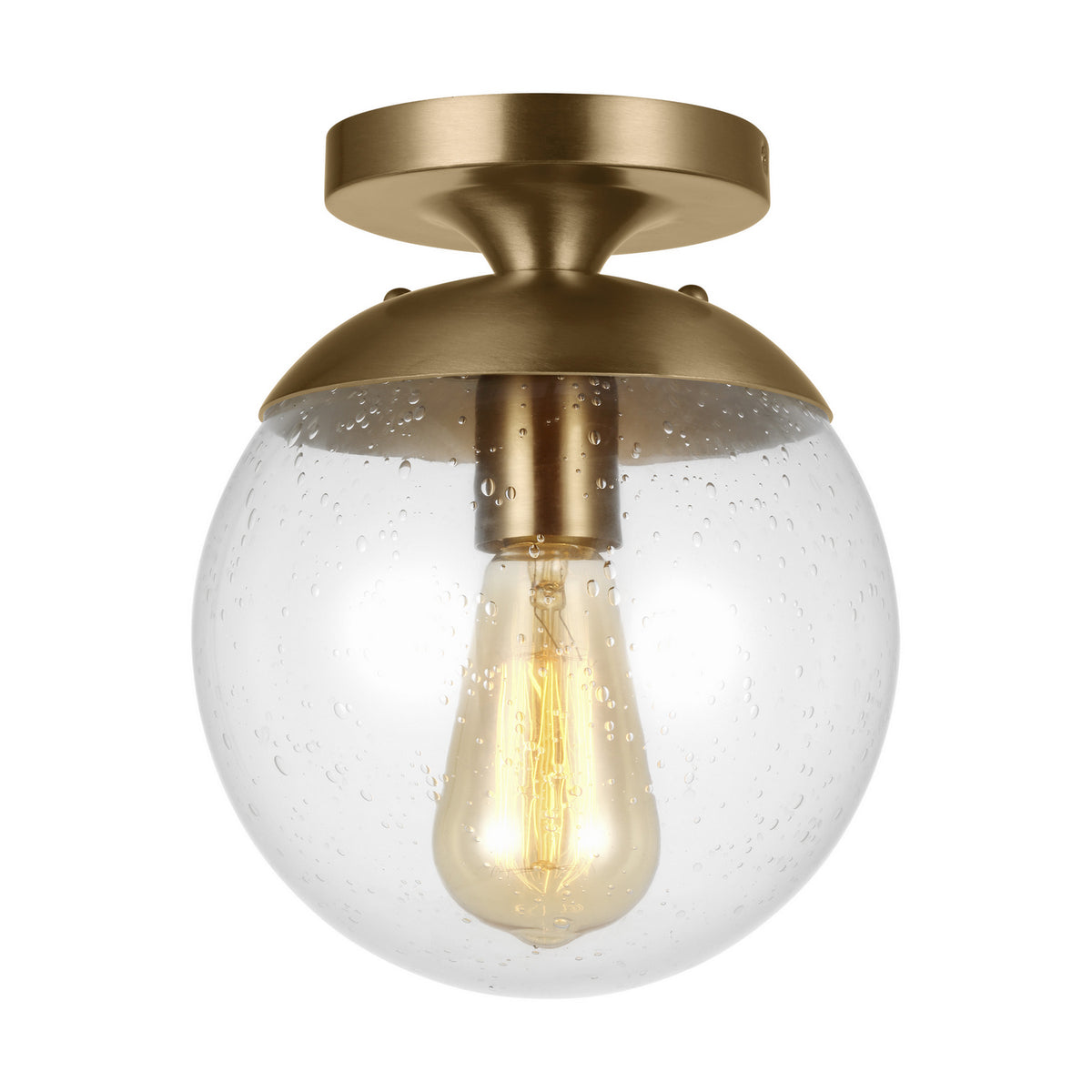 Leo - Hanging Globe One Light Wall / Ceiling Semi-Flush Mount in Satin Brass