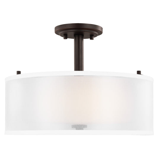 Elmwood Park Two Light Semi-Flush Mount in Bronze