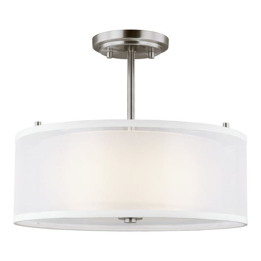 Elmwood Park Two Light Semi-Flush Mount in Brushed Nickel