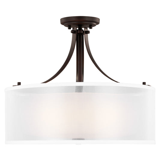 Elmwood Park Three Light Semi-Flush Mount in Bronze