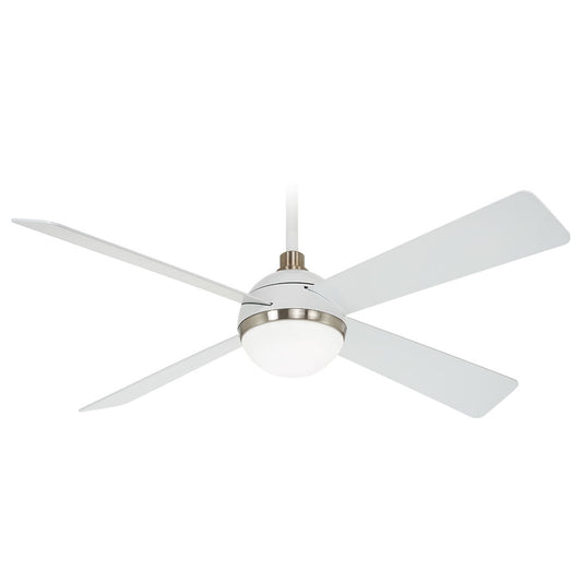Orb 54" Ceiling Fan in Flat White With Brushed Nickel