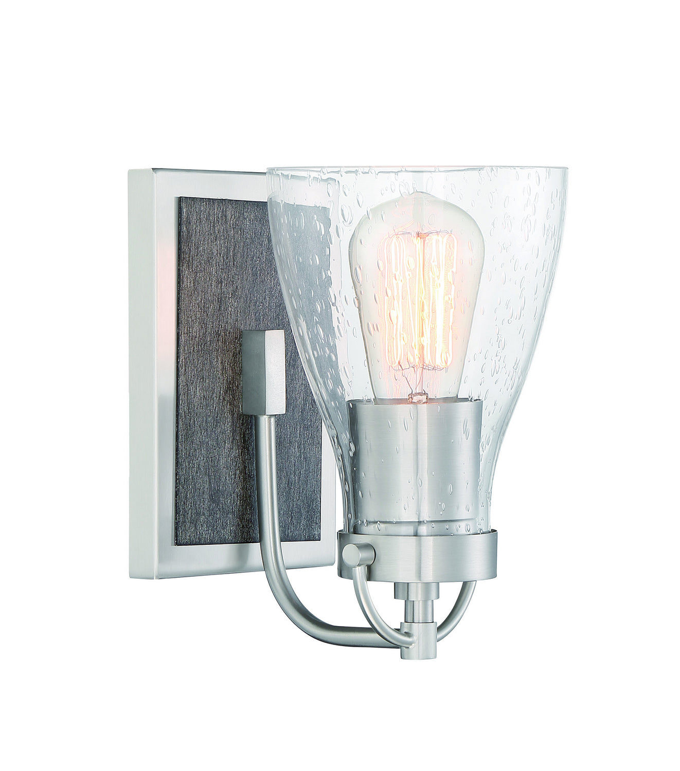 Garrison One Light Bath in Brush Nickel w/Shale Wood