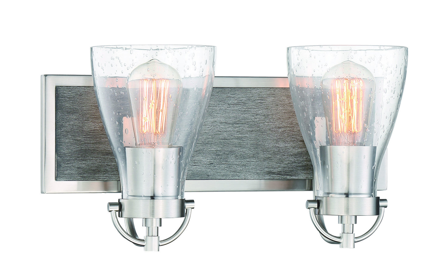 Garrison Two Light Bath in Brush Nickel w/Shale Wood