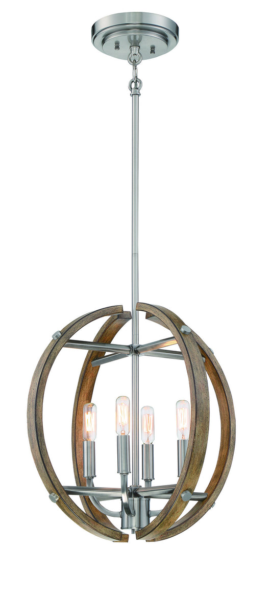 Country Estates Four Light Pendant in Brush Nickel