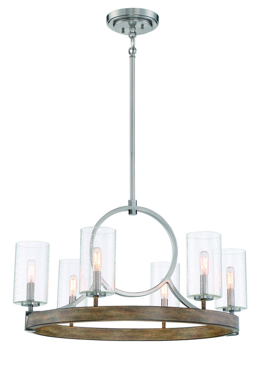 Country Estates Six Light Chandelier in Brush Nickel