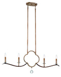 Ava Libertine Four Light Island Pendant in Pale Gold w/Distressed Bronze