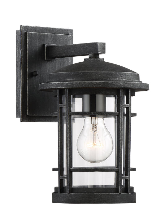 Barrister One Light Wall Lantern in Weathered Pewter