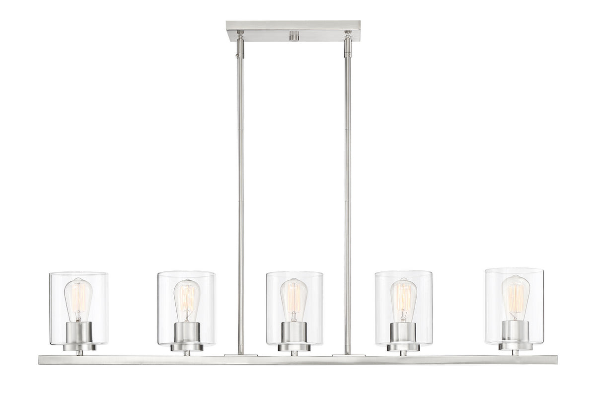 Liam Five Light Island Pendant in Platinum (Satin)