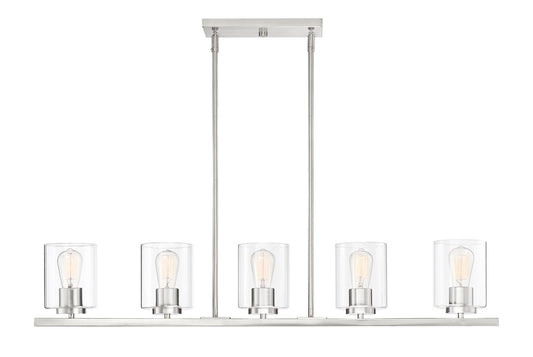 Liam Five Light Island Pendant in Platinum (Satin)