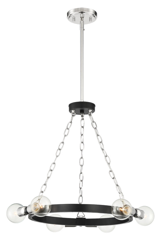 Huxton Six Light Chandelier in Black