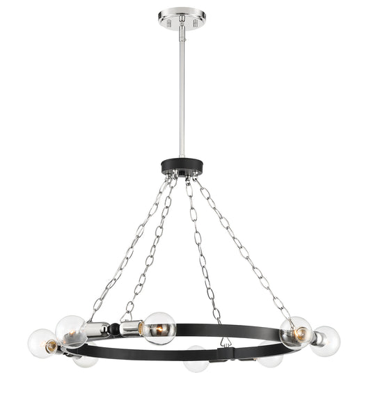 Huxton Eight Light Chandelier in Black