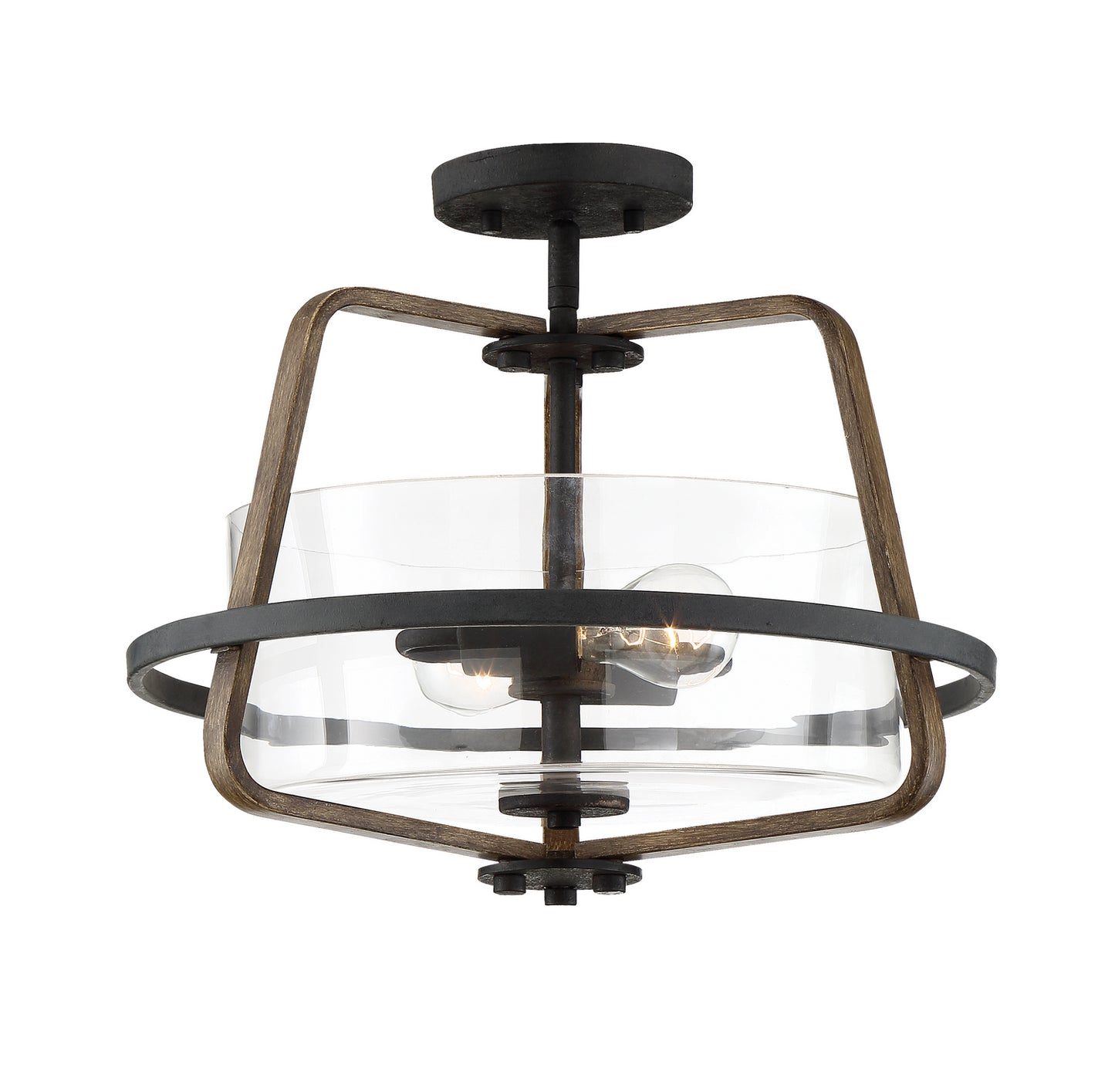Ryder Two Light Semi-Flush Mount in Forged Black