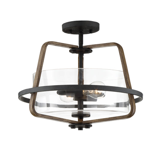 Ryder Two Light Semi-Flush Mount in Forged Black