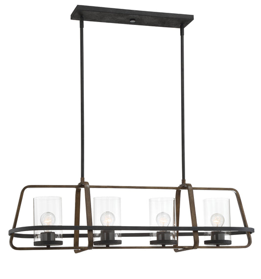 Ryder Four Light Island Chandelier in Forged Black