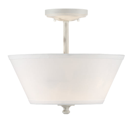 Newport Two Light Semi-Flush Mount in Coastal Weathered White