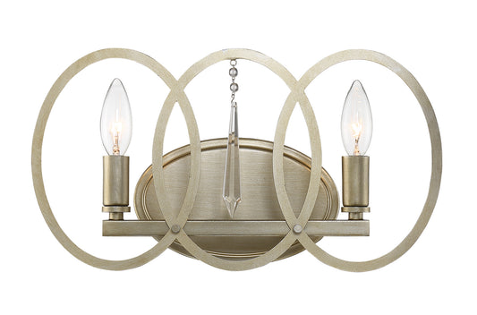 Hutton Two Light Bath Bar in Sterling Gold