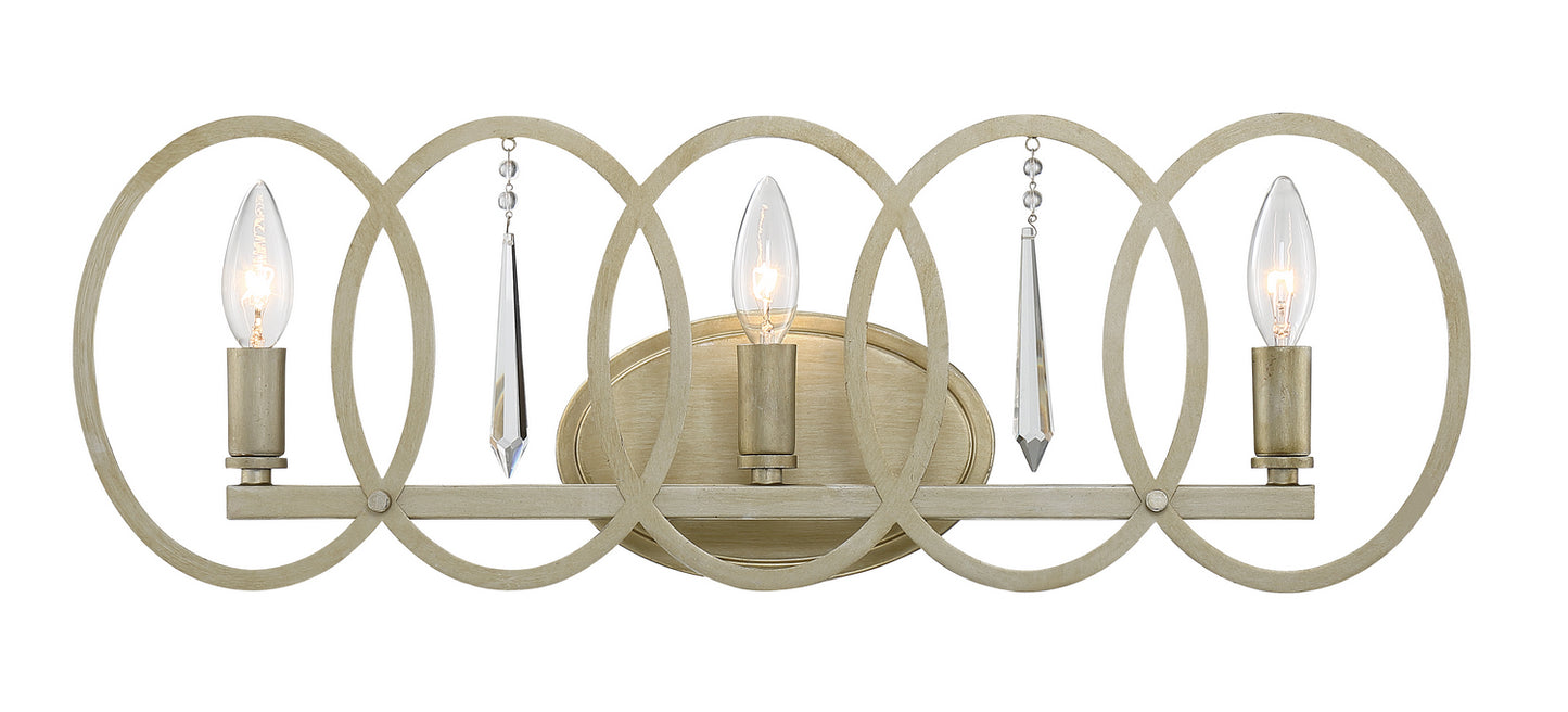 Hutton Three Light Bath Bar in Sterling Gold