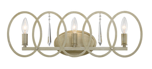 Hutton Three Light Bath Bar in Sterling Gold