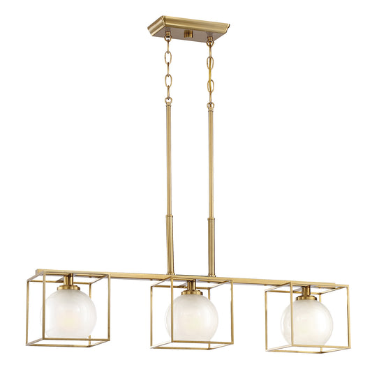 Cowen Three Light Island Chandelier in Brushed Gold