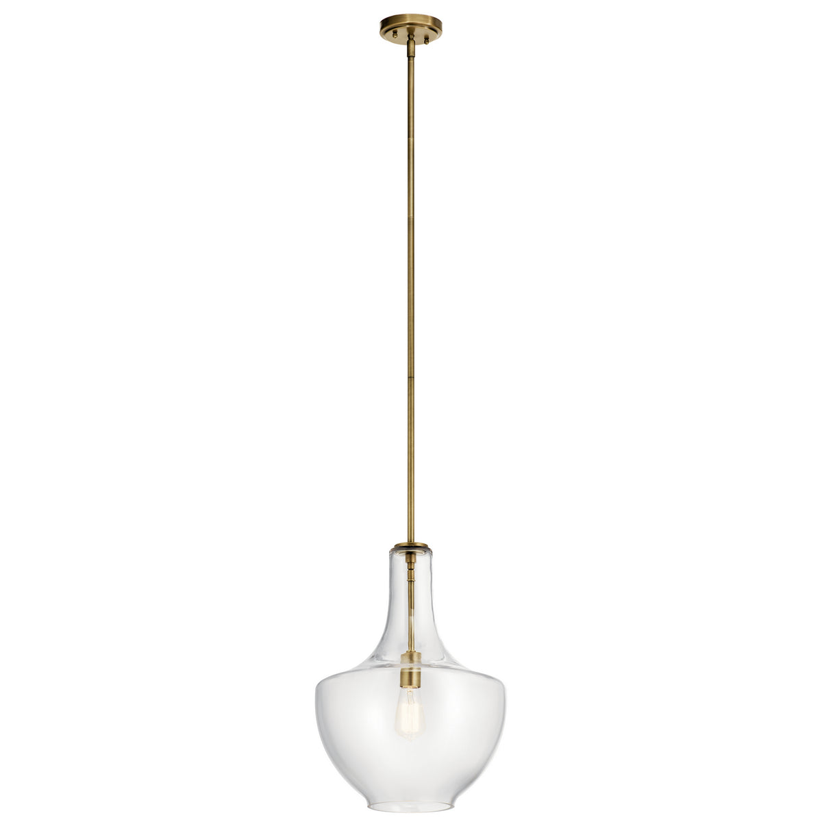 Everly One Light Pendant in Natural Brass
