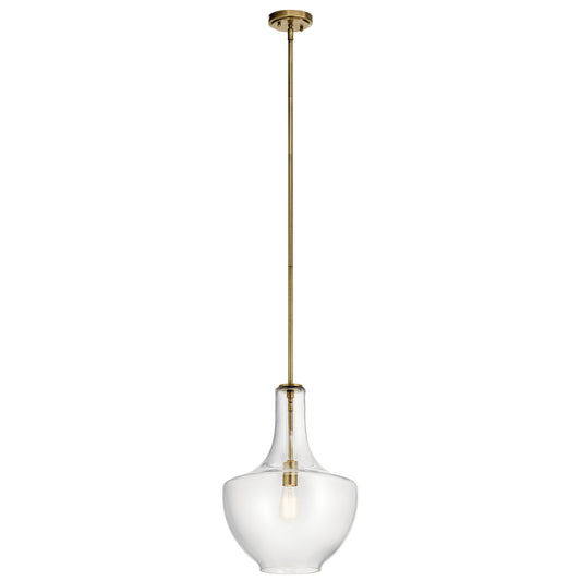Everly One Light Pendant in Natural Brass