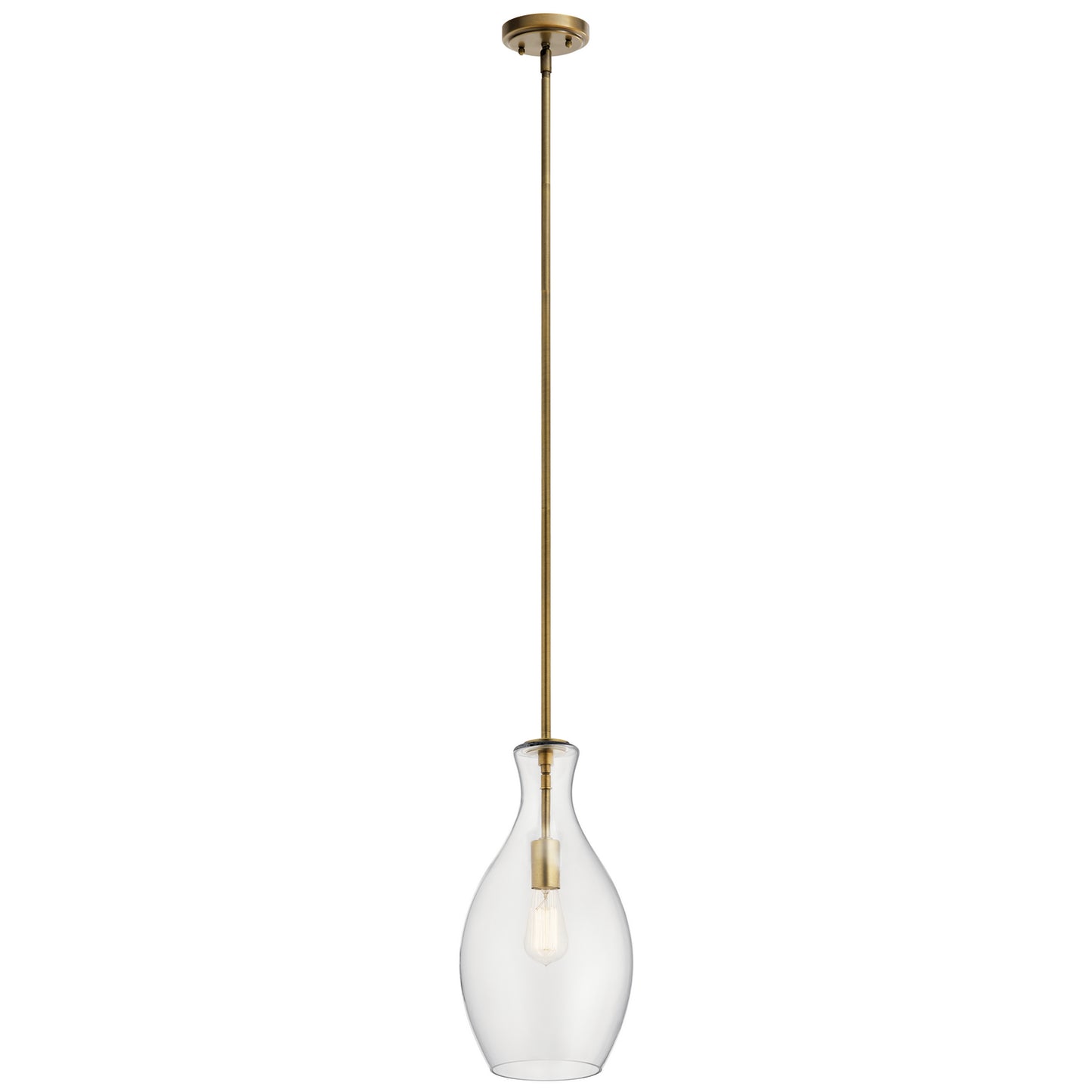 Everly One Light Pendant in Natural Brass