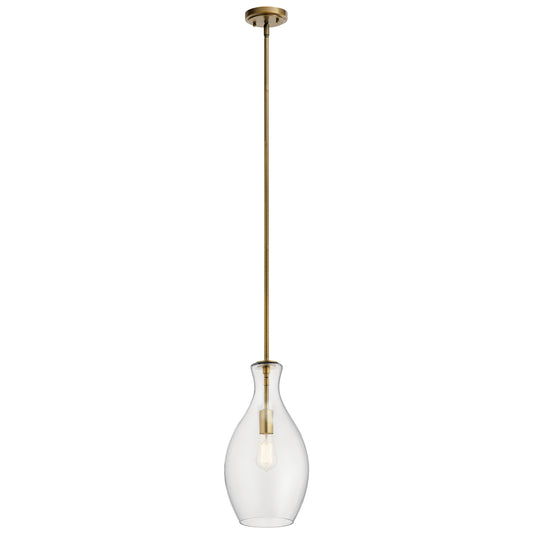 Everly One Light Pendant in Natural Brass