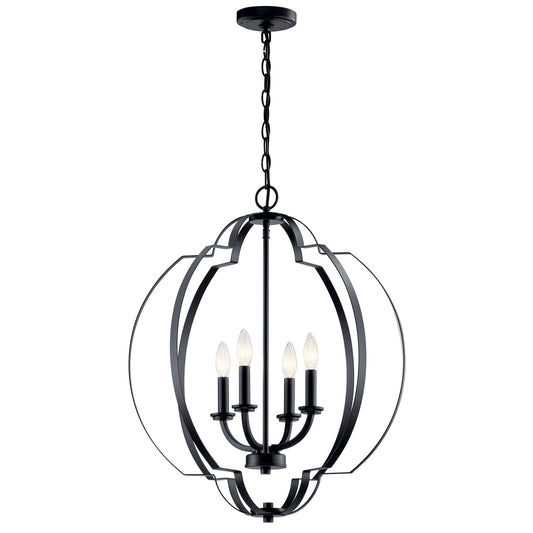 Voleta Four Light Foyer Pendant in Black