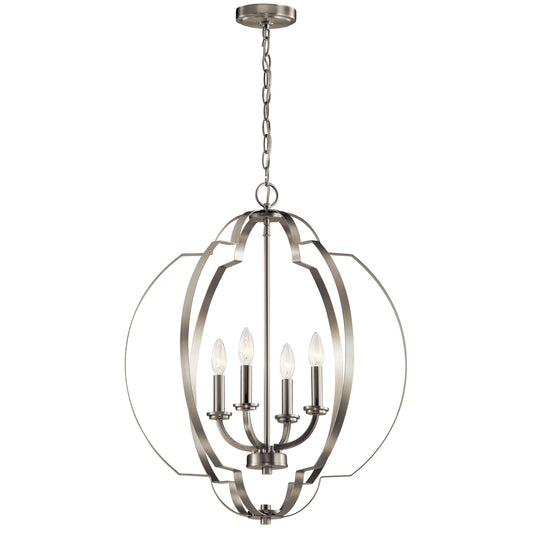 Voleta Four Light Foyer Pendant in Brushed Nickel