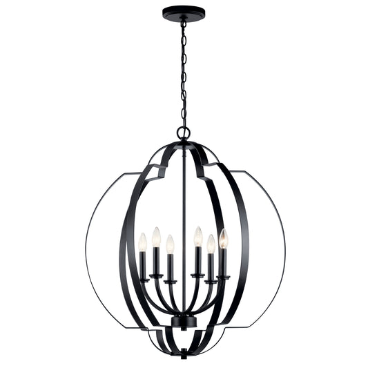 Voleta Six Light Foyer Chandelier in Black