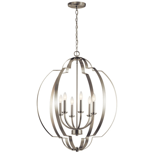 Voleta Six Light Foyer Chandelier in Brushed Nickel